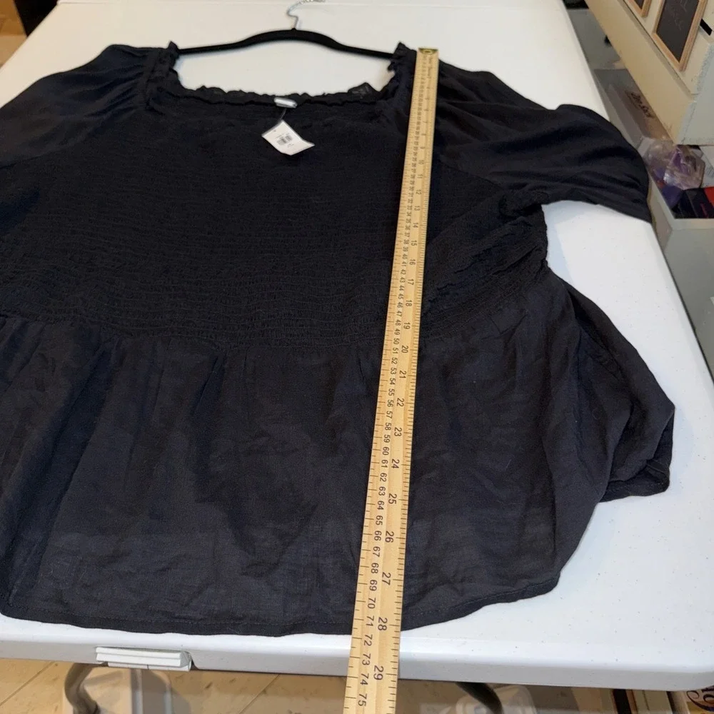 Old‎ Navy Women's Blouse Sz 4X Black Peasant Top Smocked New NWT Cotton Gauze - Picture 5 of 8